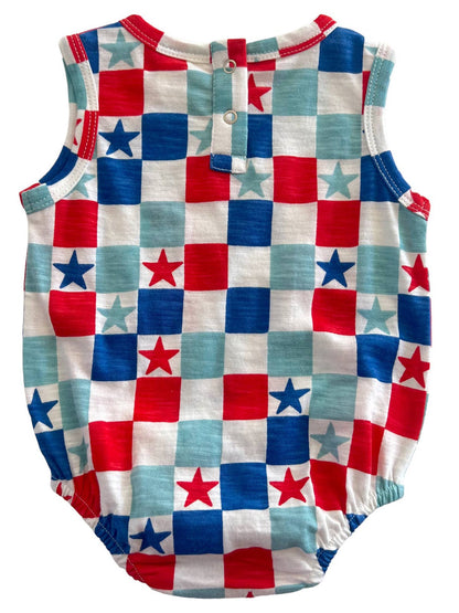 Red, White & Blue Checkerboard / Organic Dune Bubble (Baby)