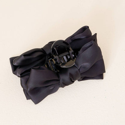 Satin Bow Claw Clip–Black