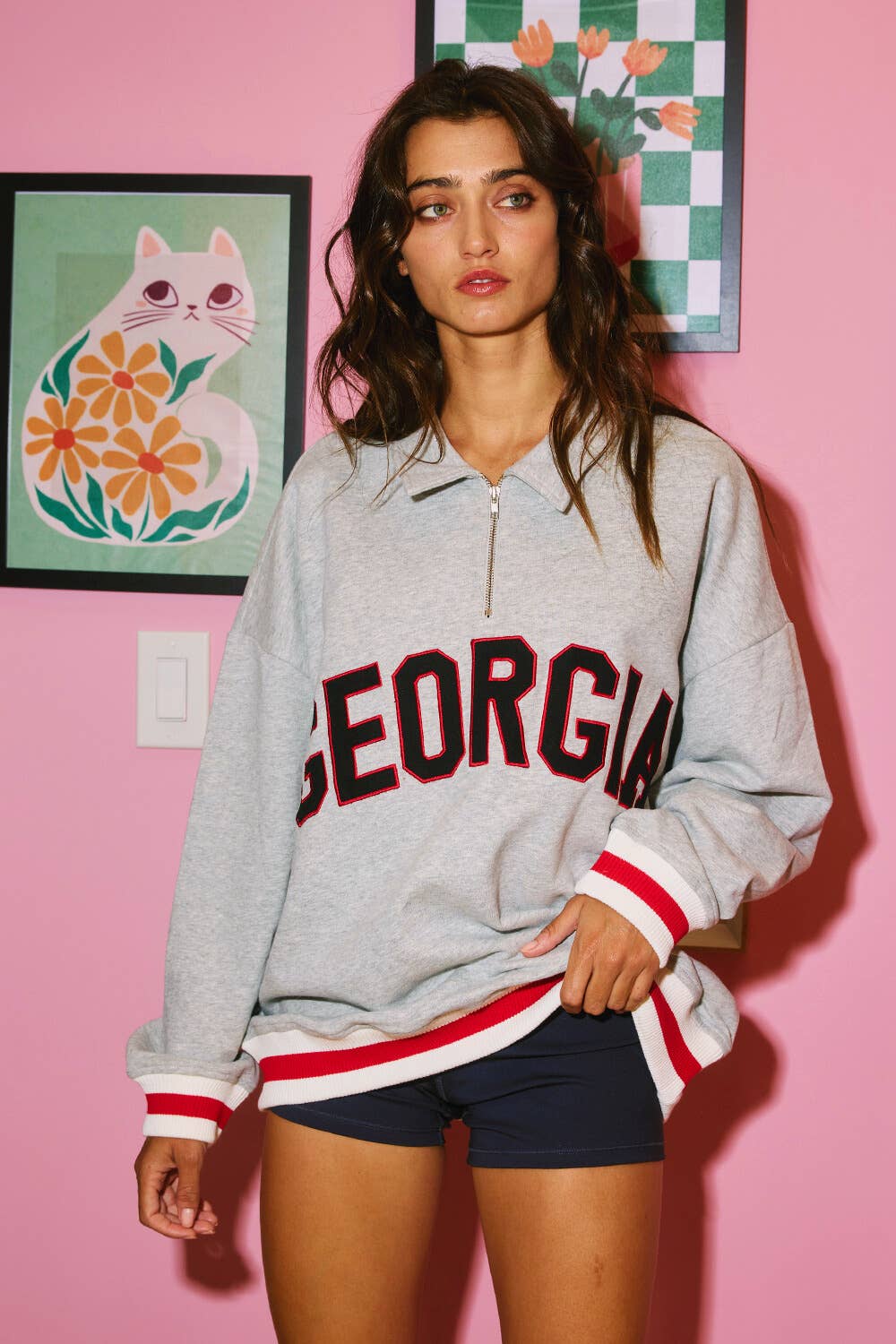 GEORGIA 'GEORGIA' Stripe Elastic Banded Sweatshirt