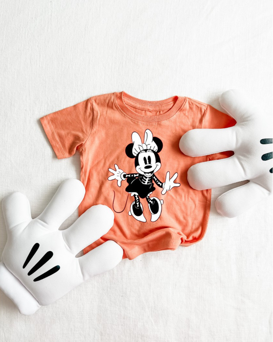 girly skeleton mouse tee