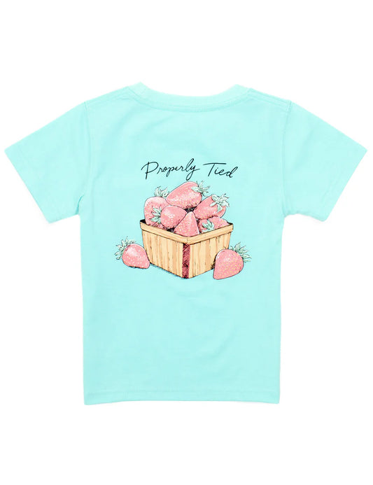 Girls Strawberry Basket SS Seafoam