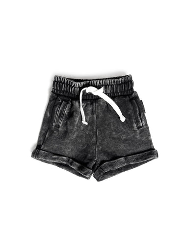 Acid Wash Shorts - Black / Little Bipsy