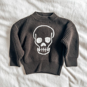 SKULL hand embroidered sweater