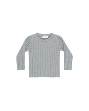LONG SLEEVE KNIT TOP || DUSTY BLUE