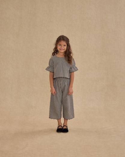 WIDE LEG PANT || BLACK GINGHAM