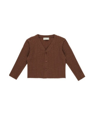 LONG SLEEVE KNIT BUTTON TOP || BROWN