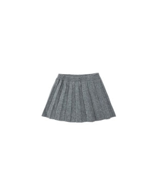 KNIT PLEATED SKIRT || HEATHERED GREY