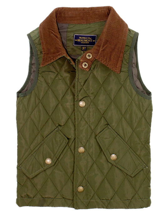 Boys Beaumont Vest - Olive