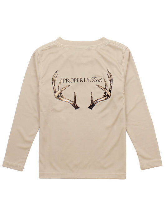 Boys Performance Tee LS Vintage Antler - Sand