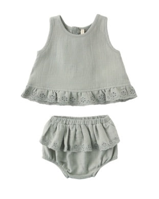 Ruffled Tulip Top + Bloomer Set || Sage