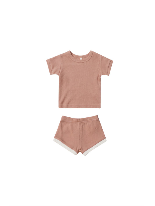 WAFFLE SHORTIE SET || ROSE