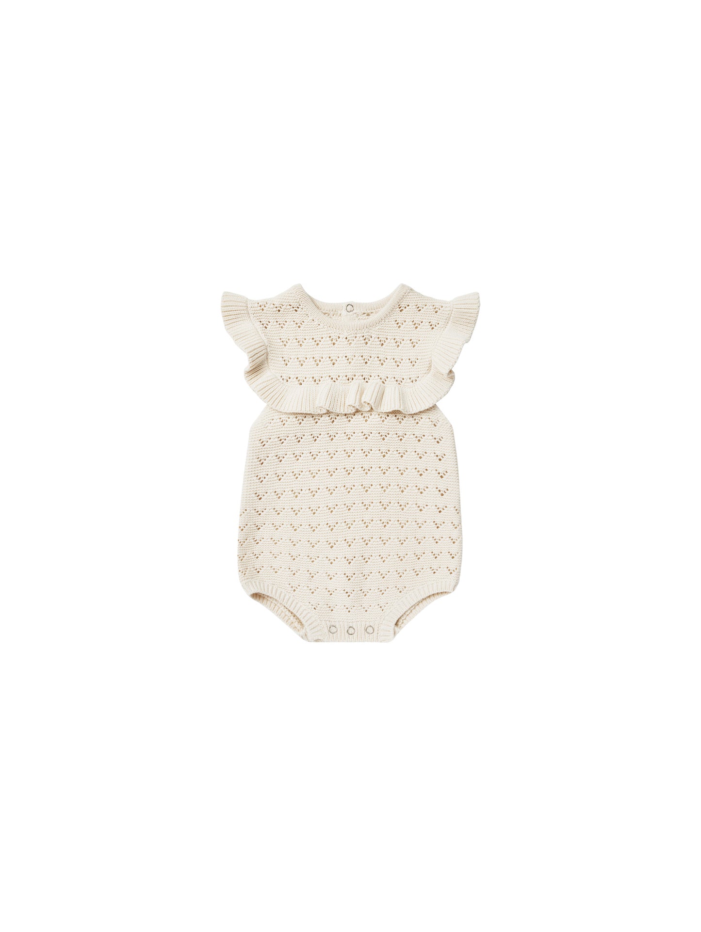 POINTELLE RUFFLE ROMPER || NATURAL
