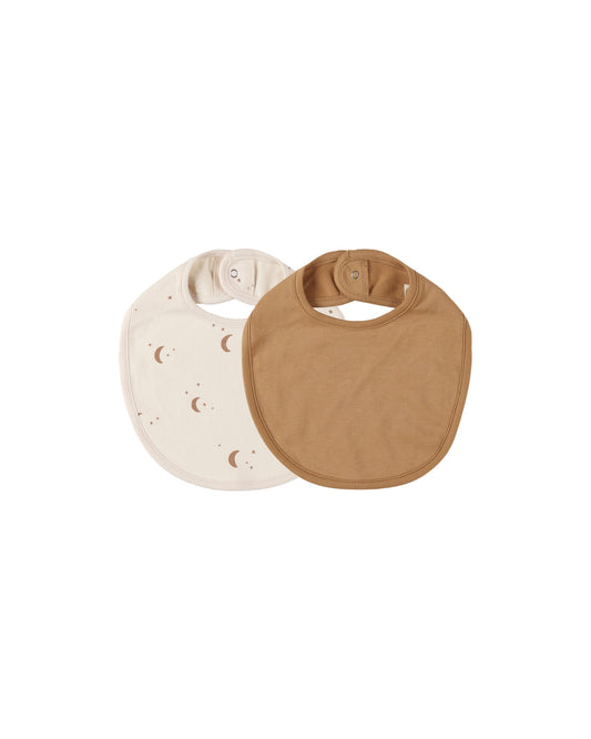 JERSEY SNAP BIB, 2 PACK || MOONS, GOLDEN