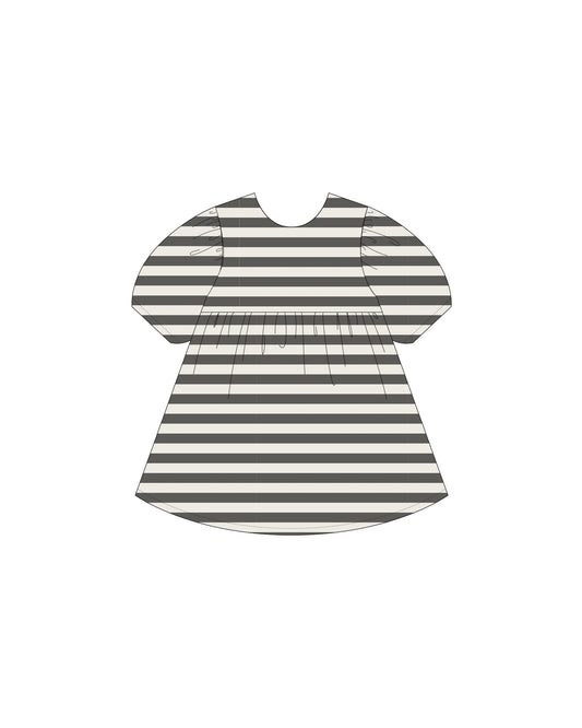 WAFFLE BABYDOLL DRESS || BLACK STRIPE