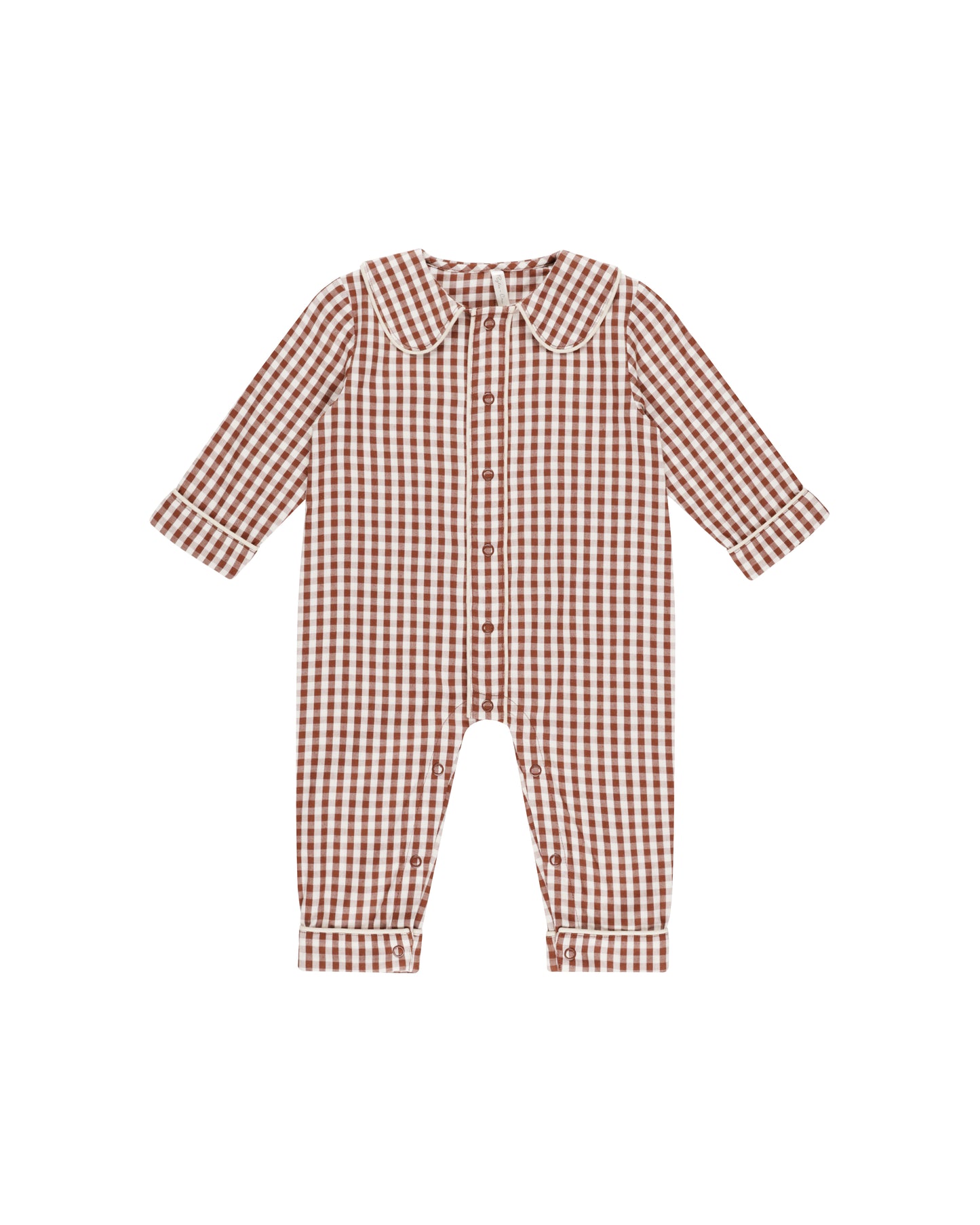 BABY PAJAMA ROMPER || BRICK GINGHAM