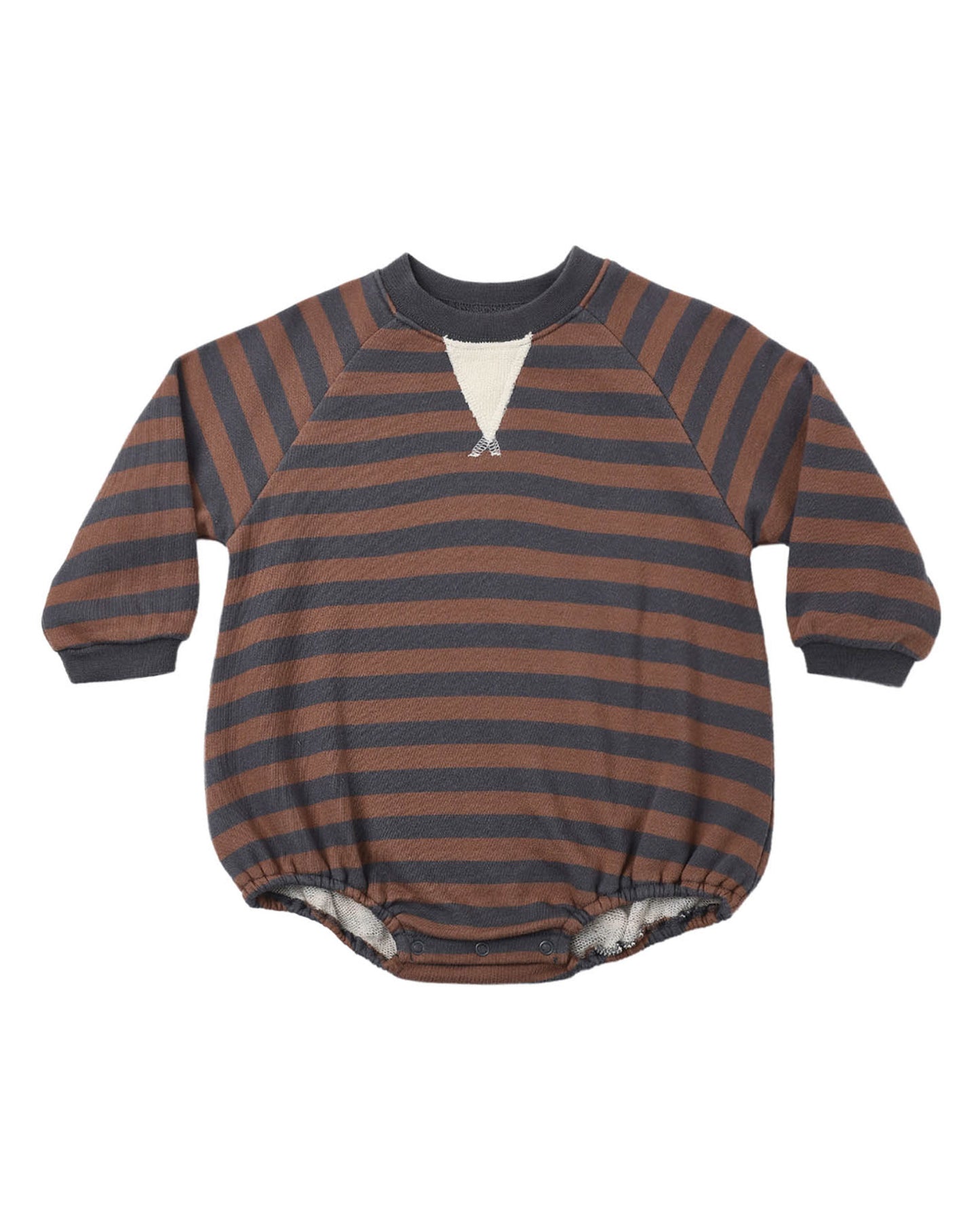 CREW NECK ROMPER MULBERRY STRIPE