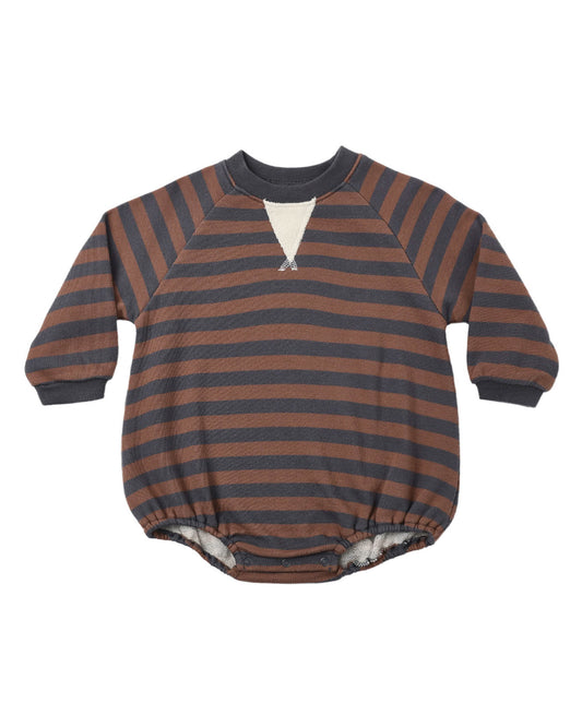 CREW NECK ROMPER MULBERRY STRIPE