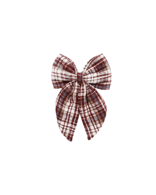 OVERSIZED BOW || BURGUNDY PLAID