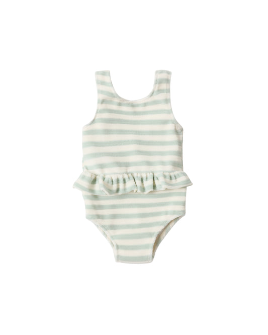 SKIRTED ONE-PIECE SEAFOAM STRIPE
