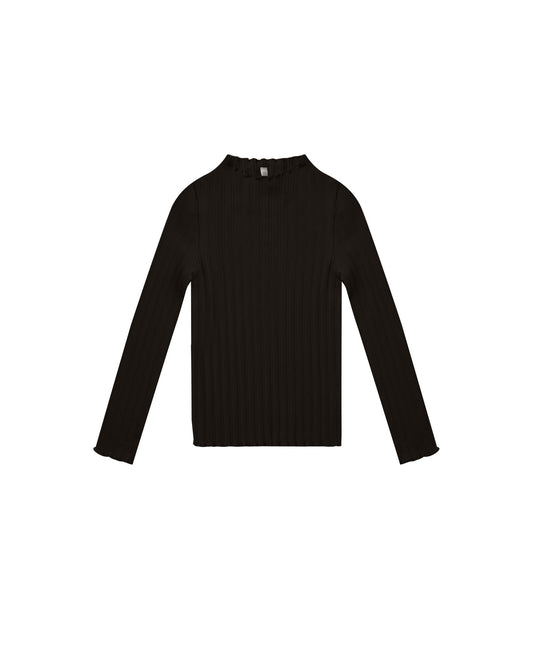 RIBBED LONG SLEEVE TEE || BLACK