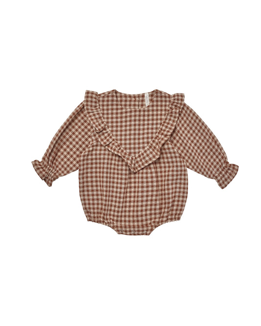 WINNIE ROMPER || BROWN GINGHAM