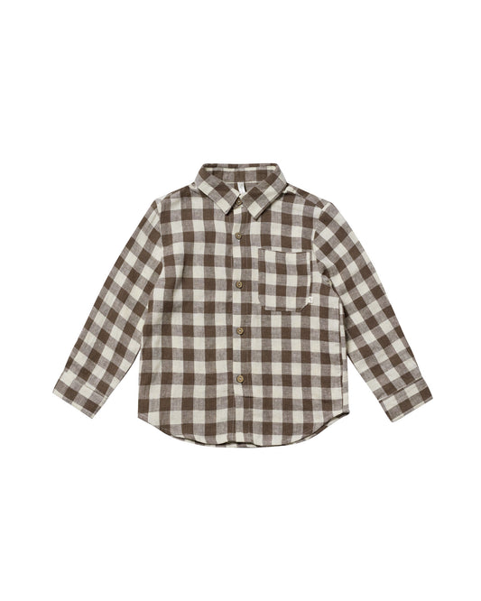 COLLARED LONG SLEEVE SHIRT || CHARCOAL CHECK