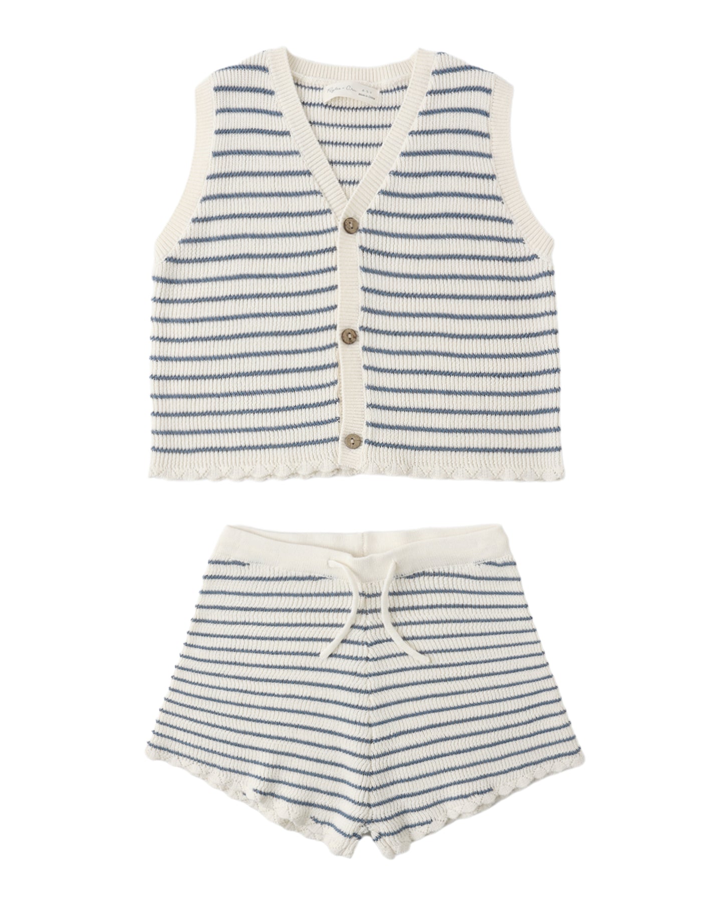 KNIT VEST SET MARINE STRIPE