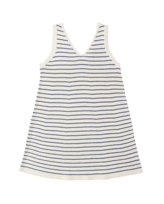 CROCHET TANK MINI DRESS MARINE STRIPE