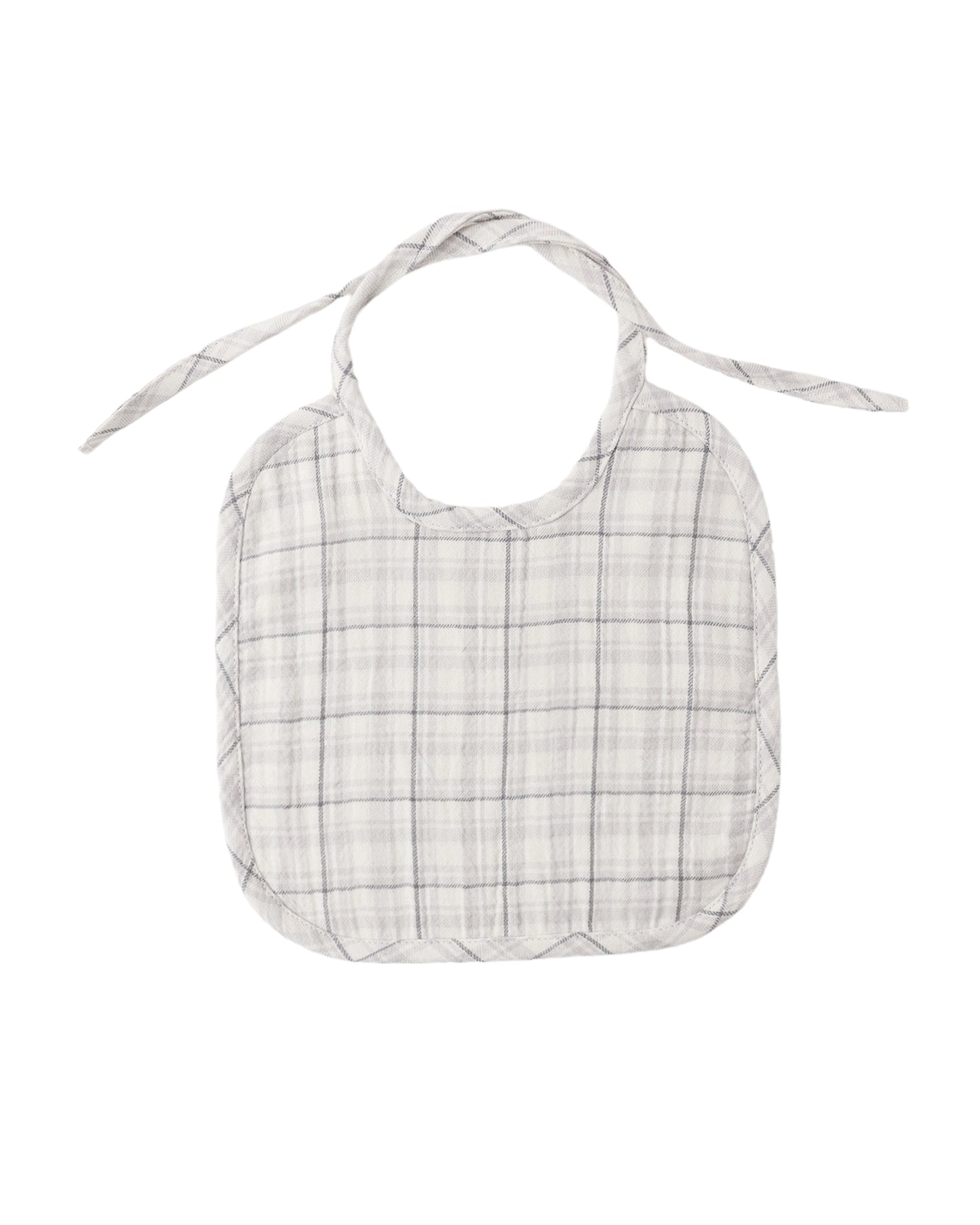WOVEN TIE BIB BLUE PLAID