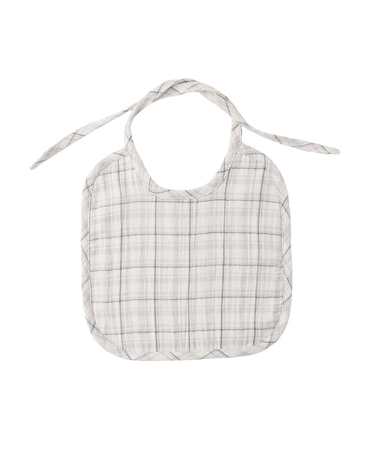 WOVEN TIE BIB BLUE PLAID