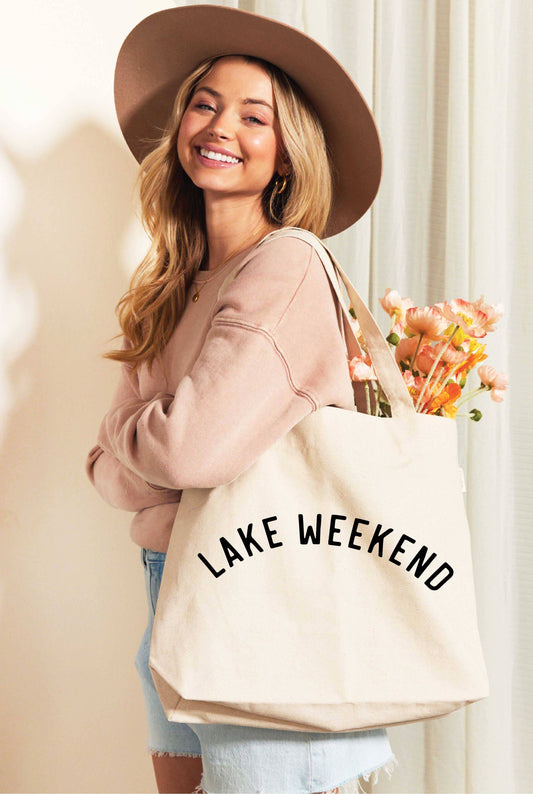 LAKE WEEKEND Canvas Tote Bag