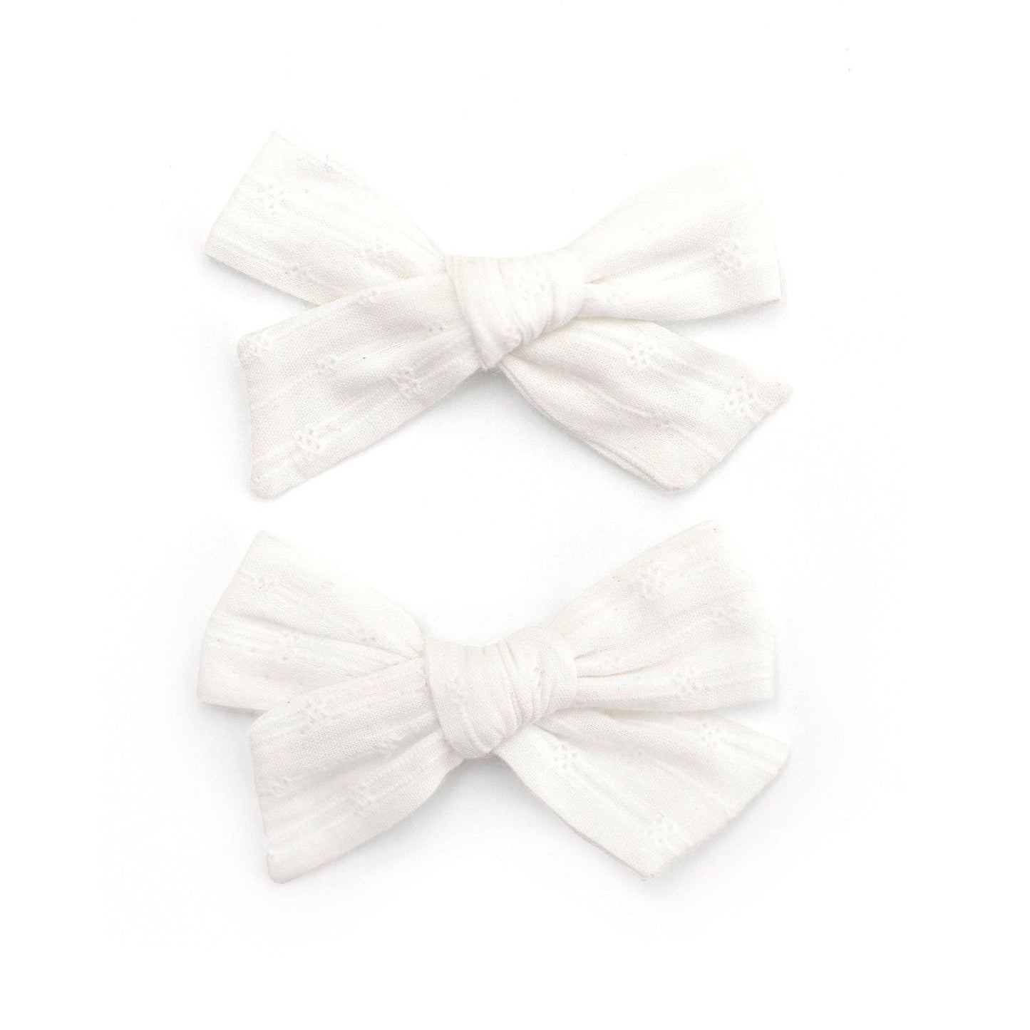 School Girl Piggie Bows - Ivory Eyelet