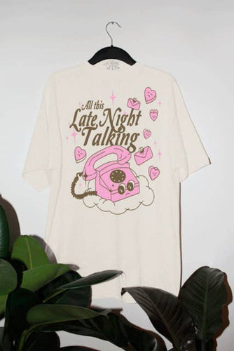Late Night Talking Regular TShirt | Valentine Graphic Tee: Ivory