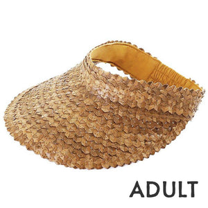 Straw Sun Visor Summer Beach Hat Cap - Adult (Brown)