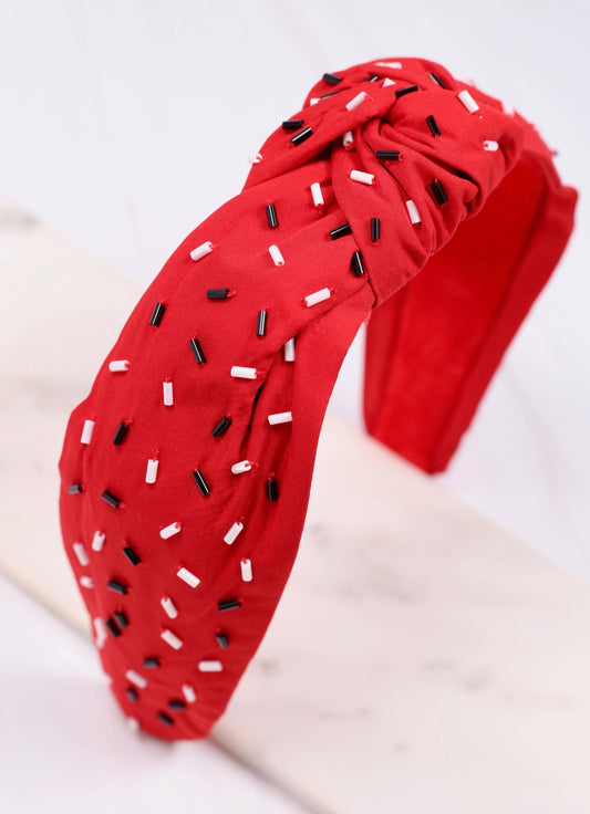Randall Confetti Bead Headband RED BLACK