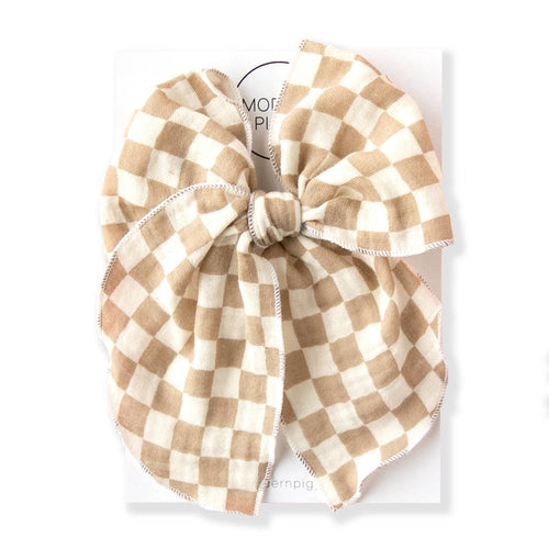 Checkerboard - Tan | Party Bow