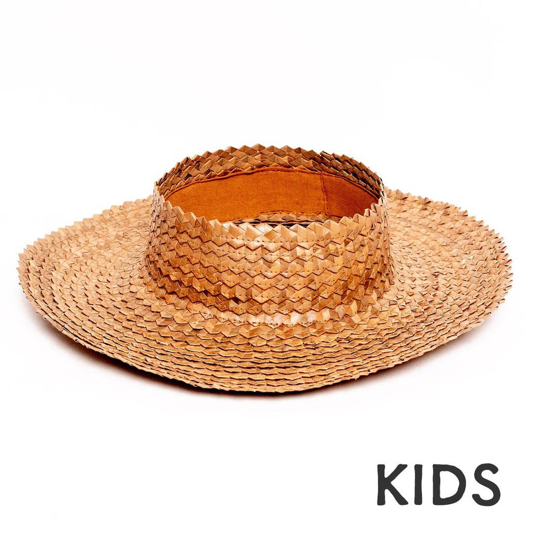 Straw Crownless Sun Hat Papale - Kids (White)