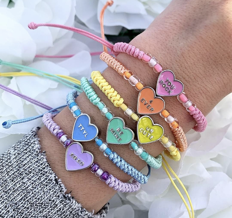 Conversation Heart Valentine bracelets