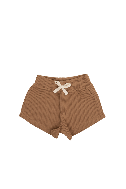 ORGANIC COTTON WAFFLE SCARLETT RELAXED SHORT - LIGHT RUSSET