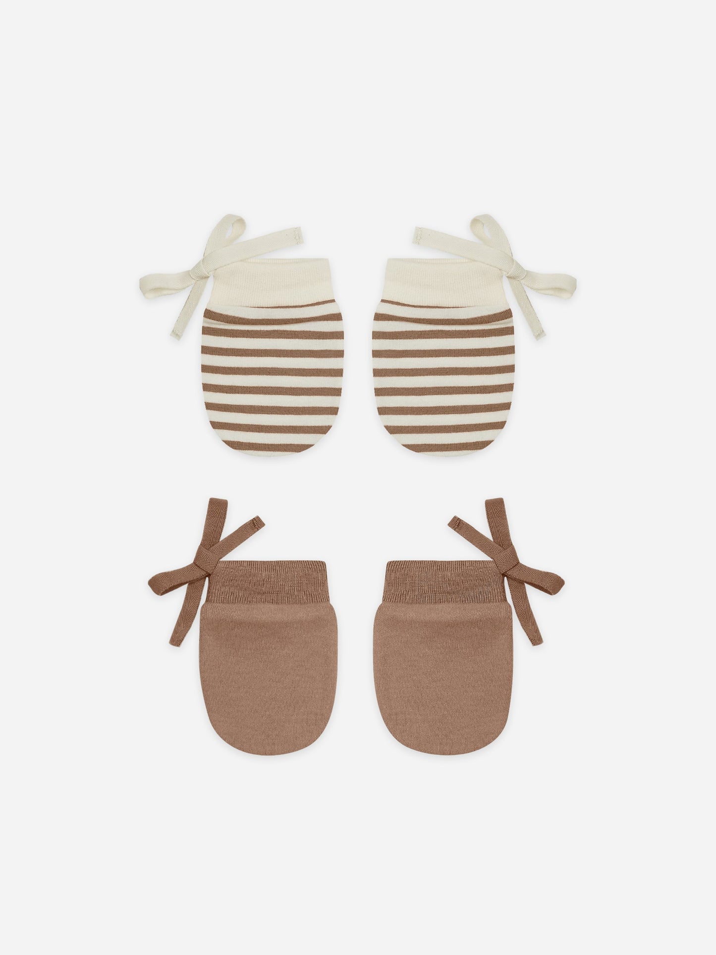 no scratch mittens set | cocoa stripe, ivory