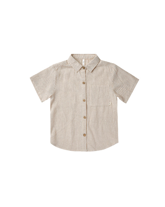 COLLARED SHORT SLEEVE SHIRT || SAND STRIPE