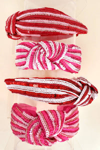 Sequin Striped Top Knotted Embellished Headband