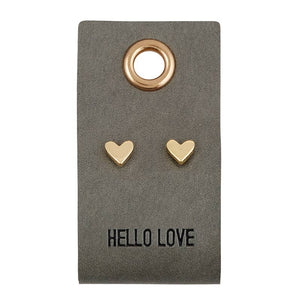 Leather Tag With Earrings - Heart