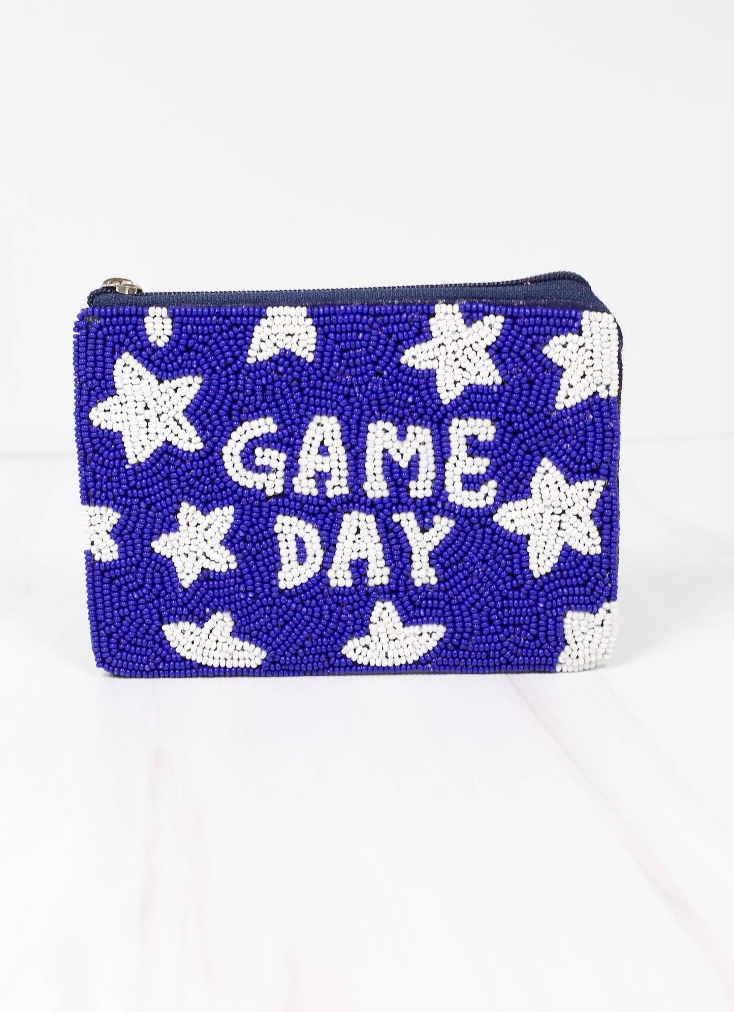 Game Day Star Beaded Pouch BLUE WHITE