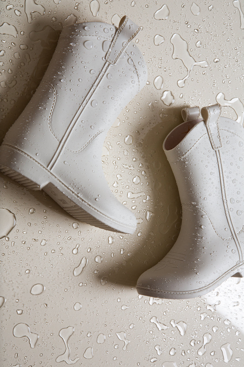 Bone White Kid's All Weather Rubber Cowboy Boots / Dakota Ridge