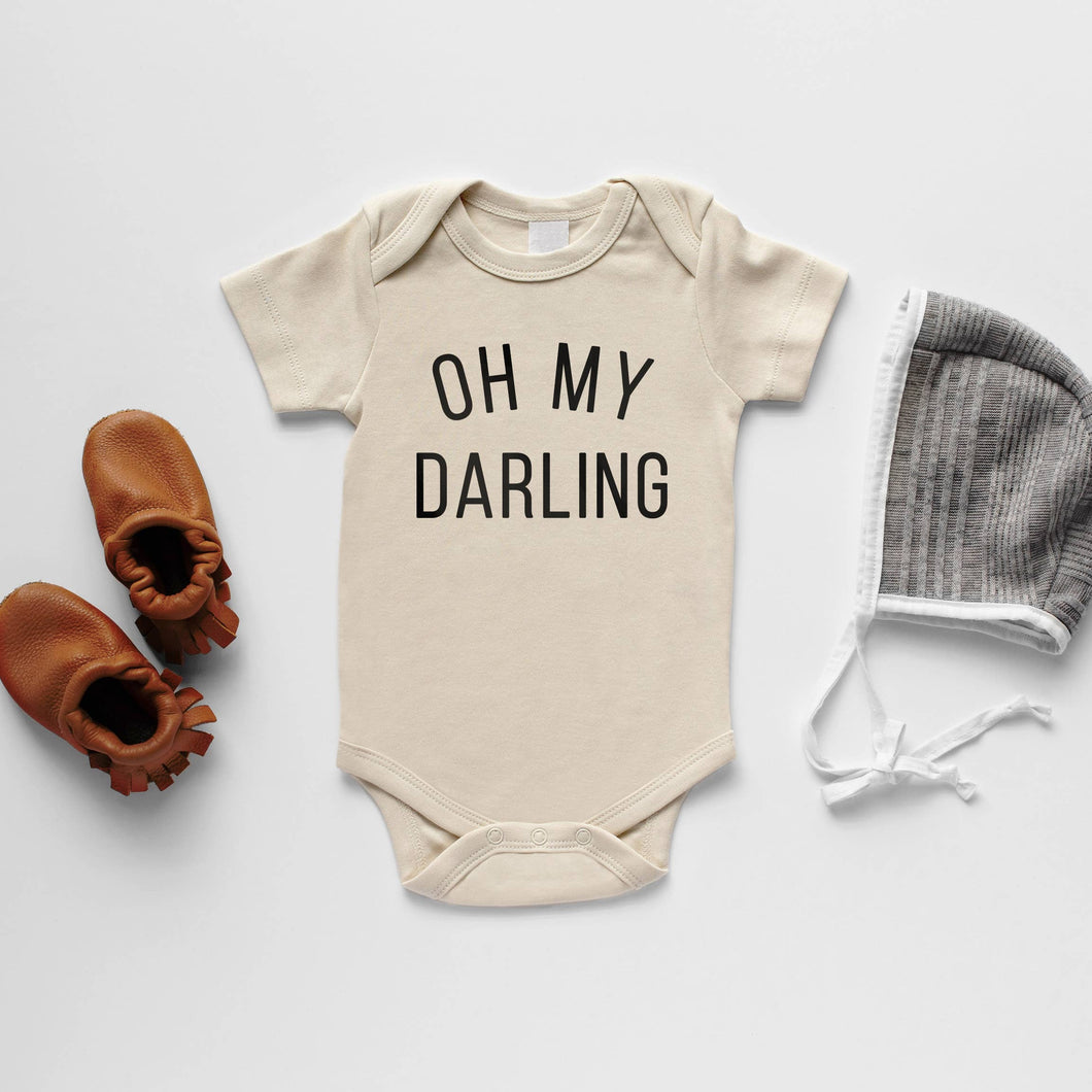 Cream Oh My Darling Organic Baby Bodysuit