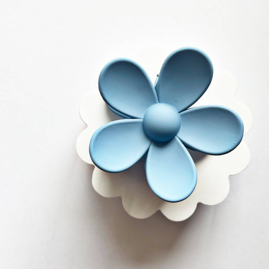 Denim Large Flower Claw Clip