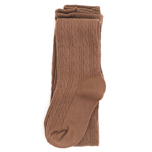 Mocha Cable Knit Tights: 5-6 YEARS