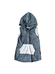 Terry Cloth Hooded Dress - Slate Blue